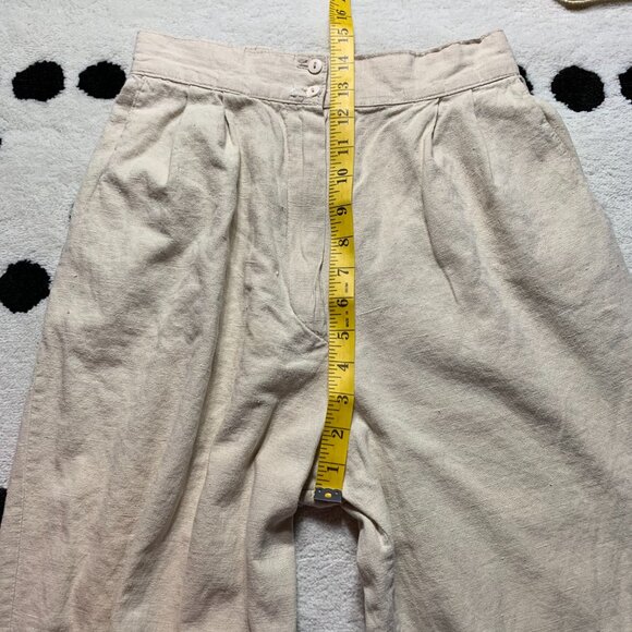Vintage 90s Linen Blend Pleated High Rise Tapered Casual Trousers Dress Pants - Picture 11 of 14